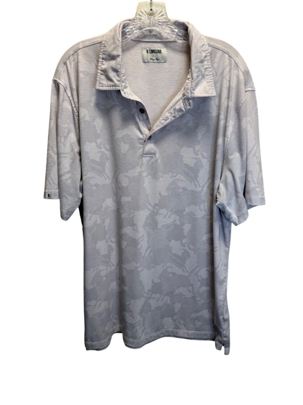 Linksoul XL Mens Light Gray Camo Polo Shirt Short Sleeve 80% Polyester 15% Cotto